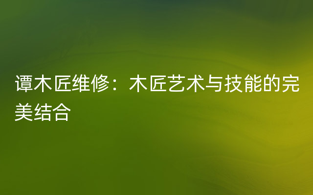 谭木匠维修：木匠艺术与技能的完美结合