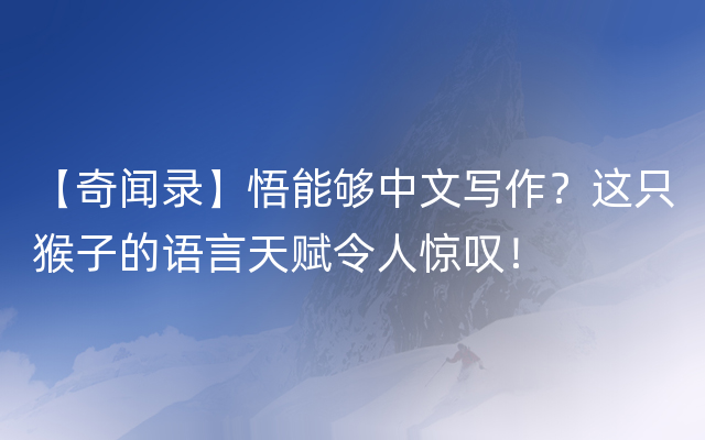 【奇闻录】悟能够中文写作？这只猴子的语言天赋令人惊叹！