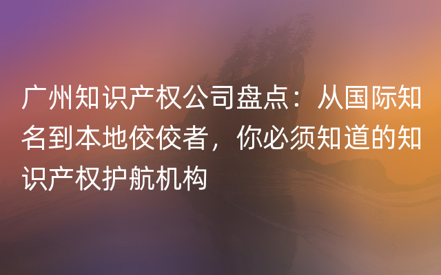 广州知识产权公司盘点：从国际知名到本地佼佼者，你必须知道的知识产权护航机构