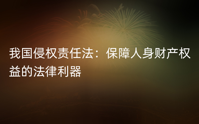 我国侵权责任法：保障人身财产权益的法律利器