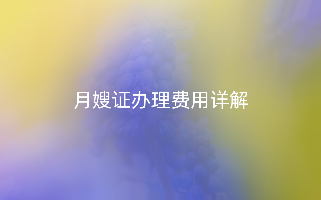 月嫂证办理费用详解