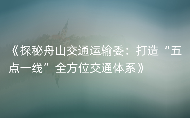 《探秘舟山交通运输委：打造“五点一线”全方位交通体系》