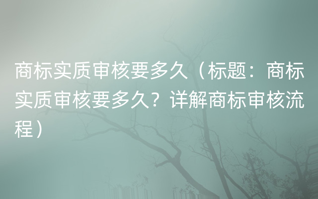 商标实质审核要多久（标题：商标实质审核要多久？详解商标审核流程）