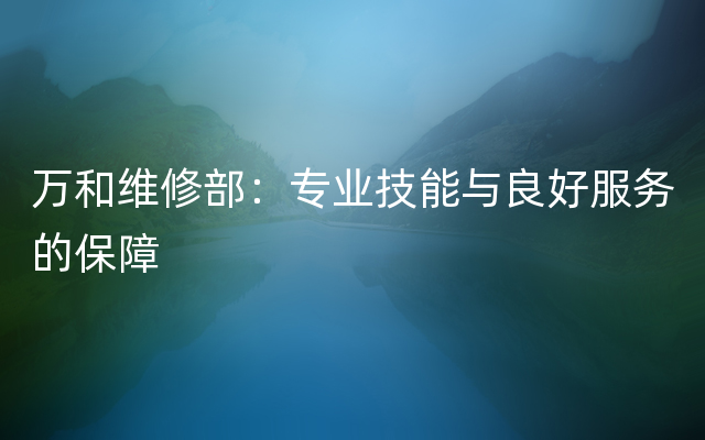 万和维修部：专业技能与良好服务的保障