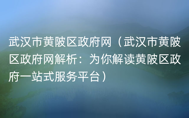 武汉市黄陂区政府网（武汉市黄陂区政府网解析：为你解读黄陂区政府一站式服务平台）