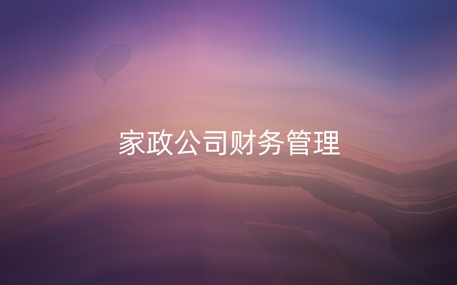 家政公司财务管理