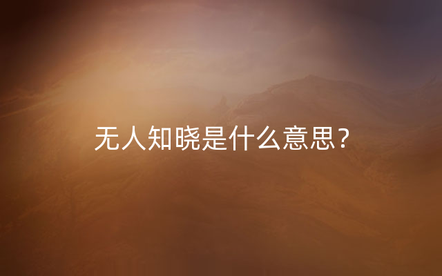 无人知晓是什么意思？