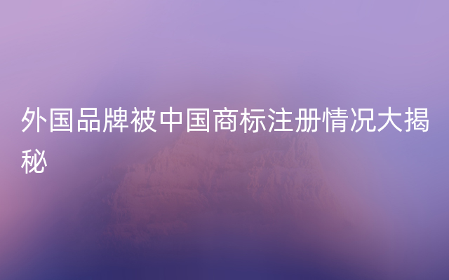 外国品牌被中国商标注册情况大揭秘