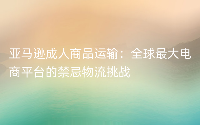 亚马逊成人商品运输：全球最大电商平台的禁忌物流