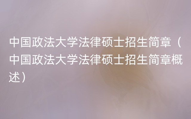 中国政法大学法律硕士招生简章（中国政法大学法律硕士招生简章概述）