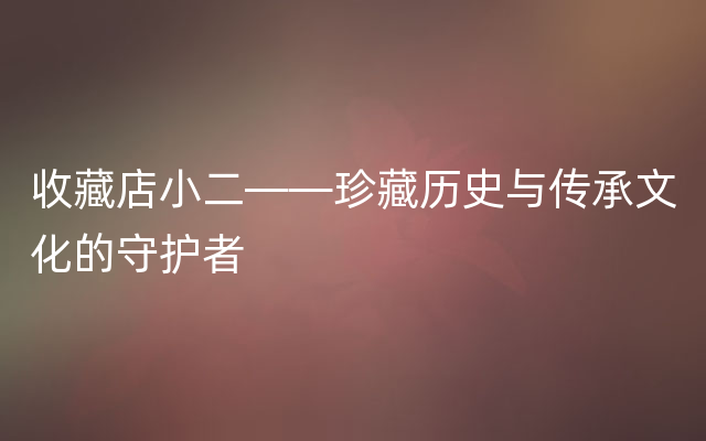 收藏店小二——珍藏历史与传承文化的守护者