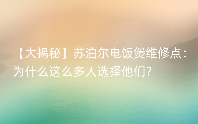 【大揭秘】苏泊尔电饭煲维修点：为什么这么多人选择他们？