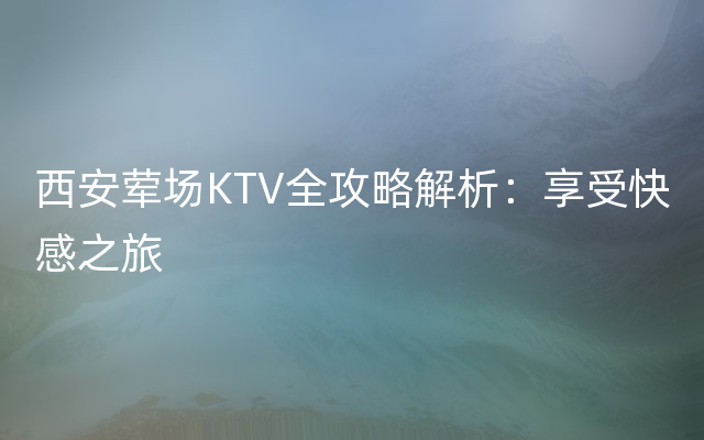 西安荤场KTV全攻略解析：享受快感之旅