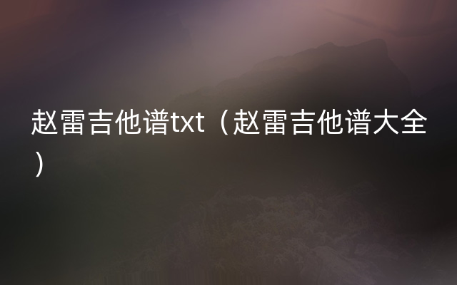 赵雷吉他谱txt（赵雷吉他谱大全）