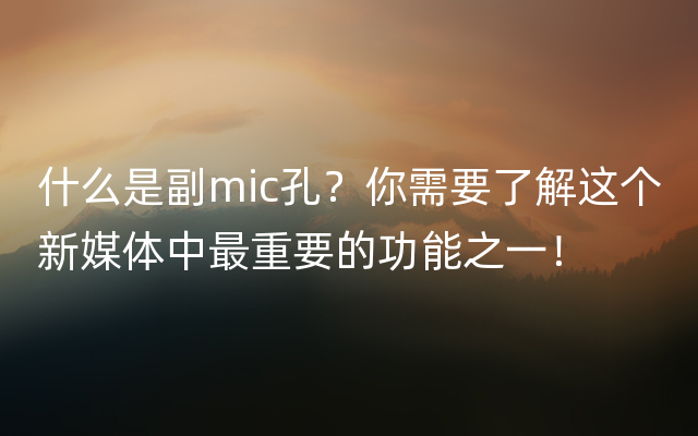 什么是副mic孔？你需要了解这个新媒体中最重要的功能之一！