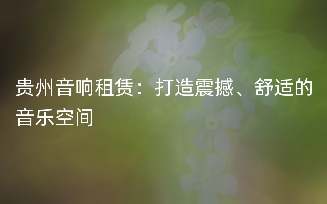 贵州音响租赁：打造震撼、舒适的音乐空间