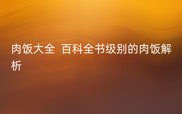 肉饭大全  百科全书级别的肉饭解析