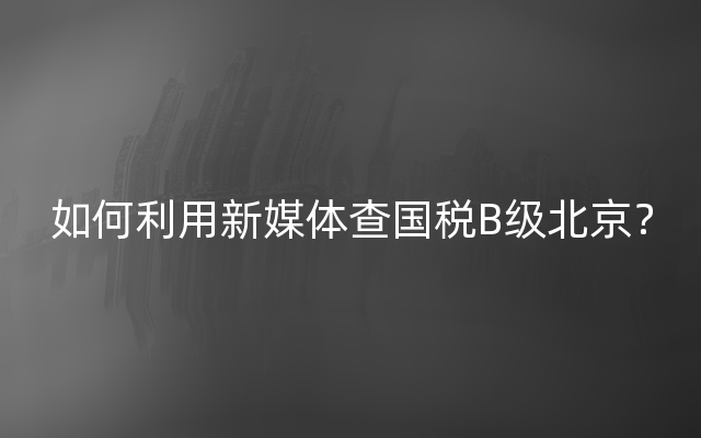 如何利用新媒体查国税B级北京？