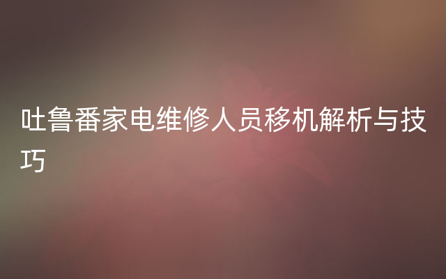 吐鲁番家电维修人员移机解析与技巧