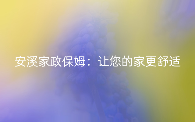 安溪家政保姆：让您的家更舒适