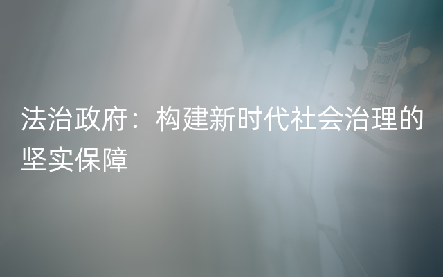 法治政府：构建新时代社会治理的坚实保障