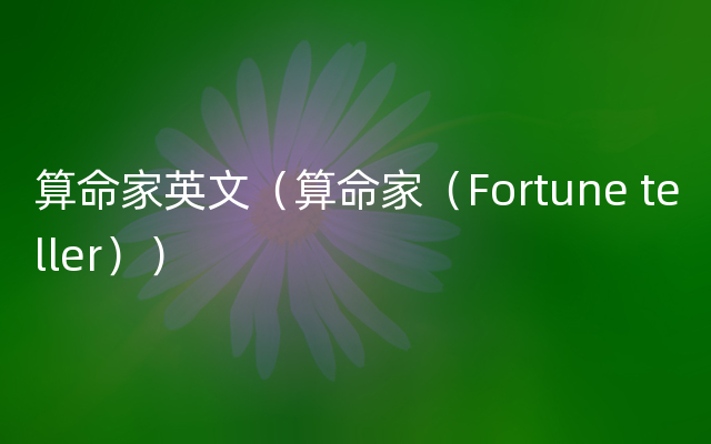 算命家英文（算命家（Fortune teller））