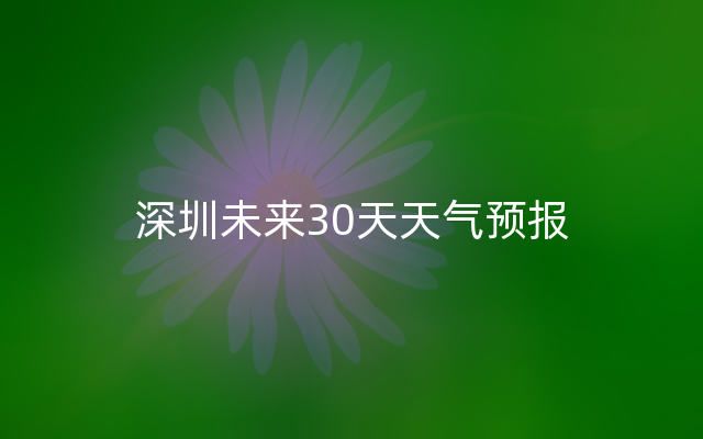 深圳未来30天天气预报