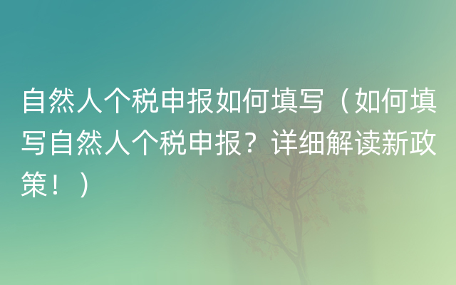 自然人个税申报如何填写（如何填写自然人个税申报？详细解读新政策！）