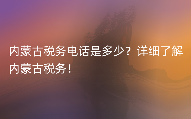 内蒙古税务电话是多少？详细了解内蒙古税务！