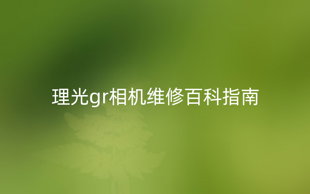 理光gr相机维修百科指南