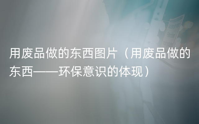 用废品做的东西图片（用废品做的东西——环保意识的体现）