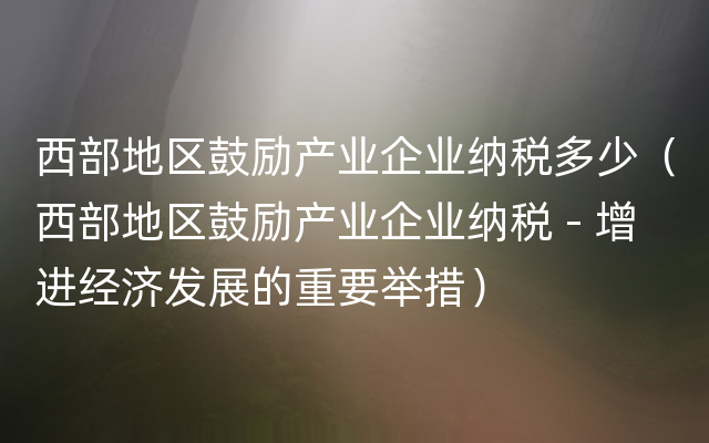 西部地区鼓励产业企业纳税多少（西部地区鼓励产业企业纳税 - 增进经济发展的重要举措