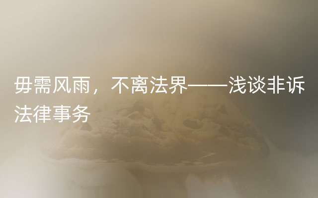 毋需风雨，不离法界——浅谈非诉法律事务