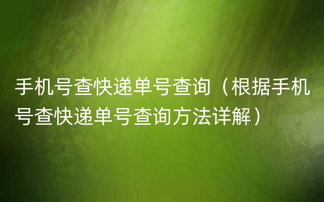 手机号查快递单号查询（根据手机号查快递单号查询方法详解）