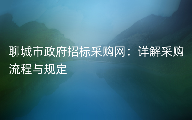 聊城市政府招标采购网：详解采购流程与规定