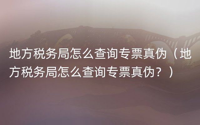 地方税务局怎么查询专票真伪（地方税务局怎么查询专票真伪？）