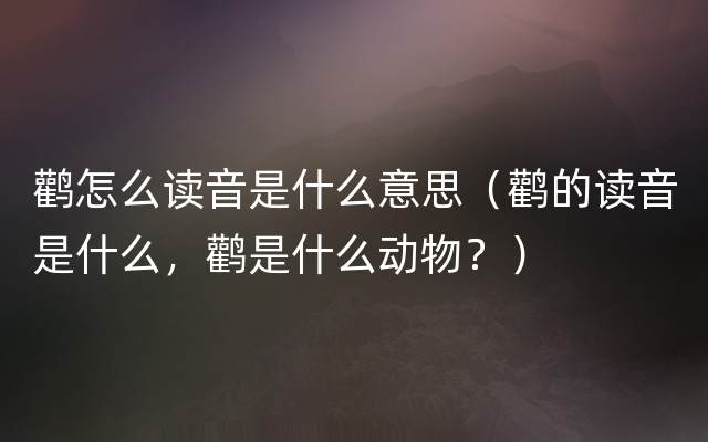 鹳怎么读音是什么意思（鹳的读音是什么，鹳是什么动物？）