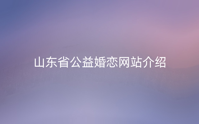 山东省公益婚恋网站介绍