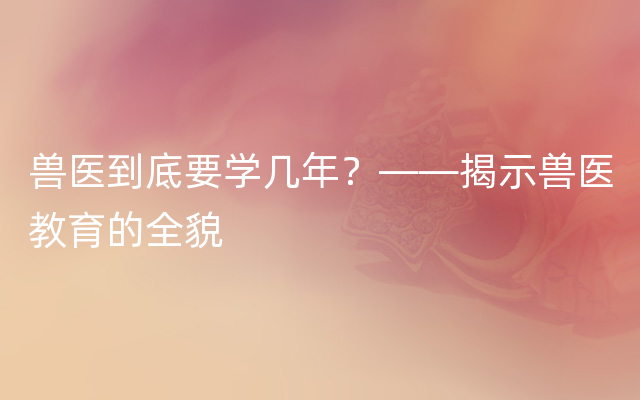 兽医到底要学几年？——揭示兽医教育的全貌