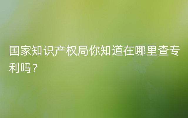 国家知识产权局你知道在哪里查专利吗？