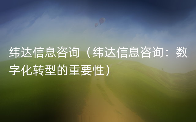 纬达信息咨询（纬达信息咨询：数字化转型的重要性）