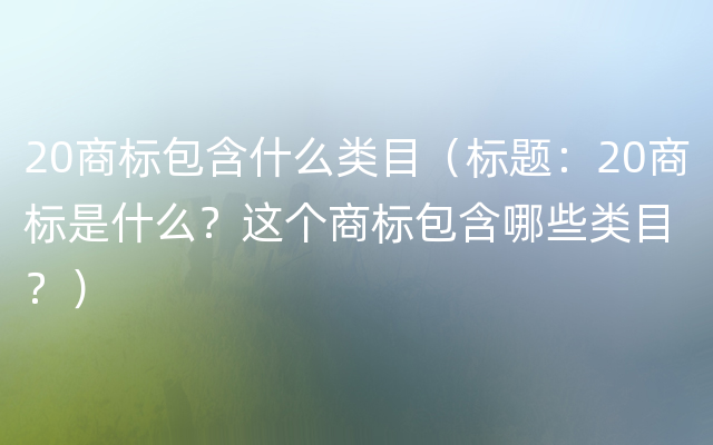 20商标包含什么类目（标题：20商标是什么？这个商标包含哪些类目？）