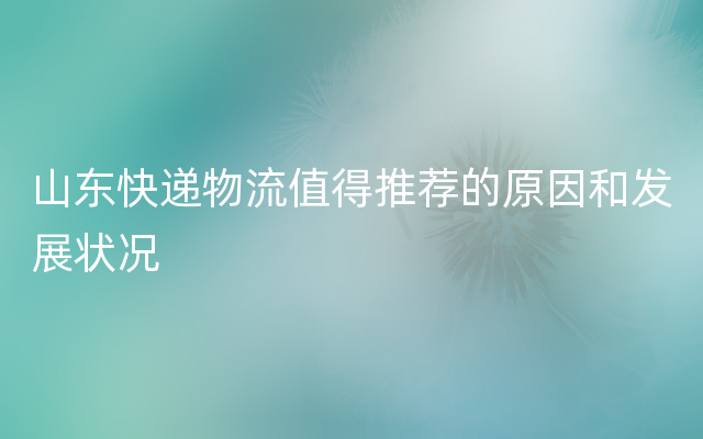 山东快递物流值得推荐的原因和发展状况