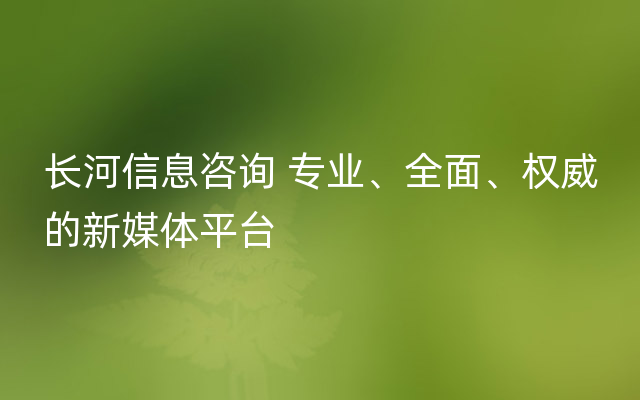 长河信息咨询 专业、全面、权威的新媒体平台