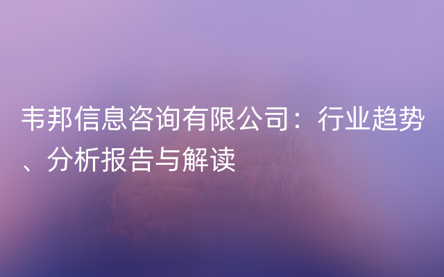 韦邦信息咨询有限公司：行业趋势、分析报告与解读