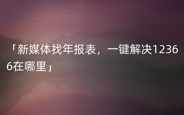 「新媒体找年报表，一键解决12366在哪里」