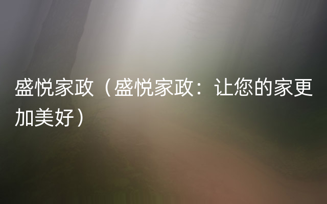 盛悦家政（盛悦家政：让您的家更加美好）