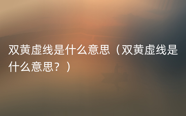 双黄虚线是什么意思（双黄虚线是什么意思？）