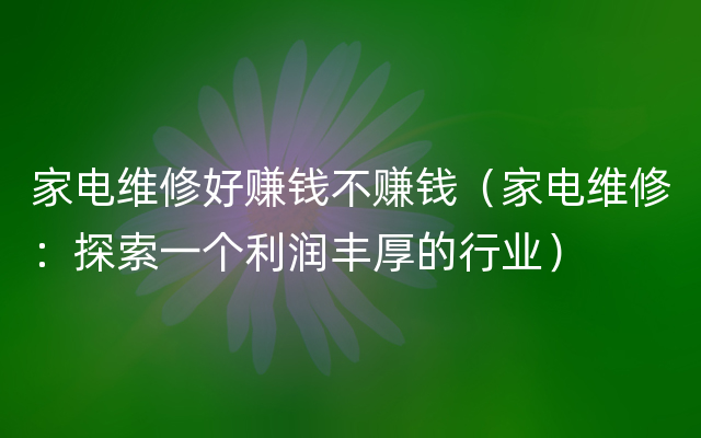 家电维修好赚钱不赚钱（家电维修：探索一个利润丰