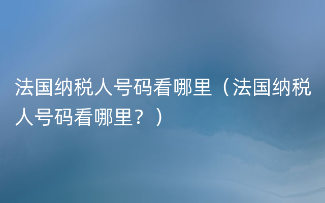 法国纳税人号码看哪里（法国纳税人号码看哪里？）